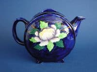 Maling Embossed Blue 'Peona' Art Deco Teapot c1936
