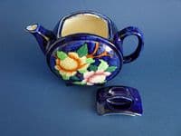 Maling Embossed Blue 'Peona' Art Deco Teapot c1936