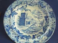 Marked Don Pottery 'Named Italian Views - Tomb of Theron at Aggrigentum' Pearlware Soup Plate c1820 #2