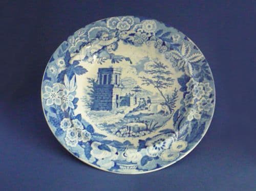 Marked Don Pottery 'Named Italian Views - Tomb of Theron at Aggrigentum' Pearlware Soup Plate c1820 #2