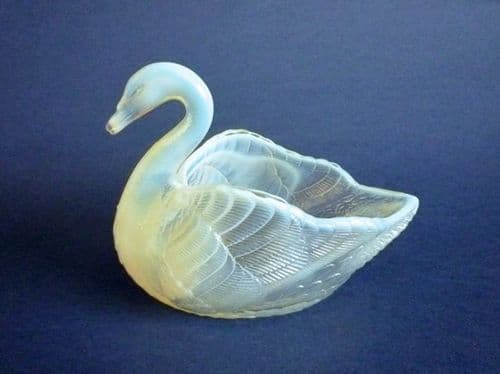 Medium Burtles, Tate and Company (Manchester) Opalescent Pressed Glass Swan c1885 (Sold)