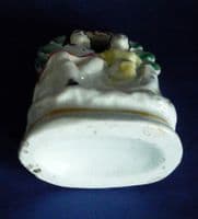 Miniature Staffordshire Pottery Arbor of a Seated Scottish Couple c1860