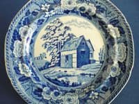 Minton Monk's Rock Series 'Thatched Barn' Muffin or Side Plate c1820