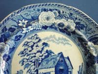 Minton Monk's Rock Series 'Thatched Barn' Muffin or Side Plate c1820