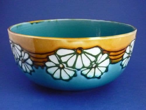 Minton Secessionist Ware 'Turquoise Daisy' No.32 Bowl c1910