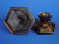 Pair of Davidson's Amber Cloud Glass Low Candlesticks c1925 (Sold)