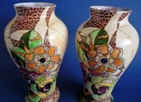 Pair of Grimwades Royal Winton 'Crazy Paving' Lustre Vases c1930