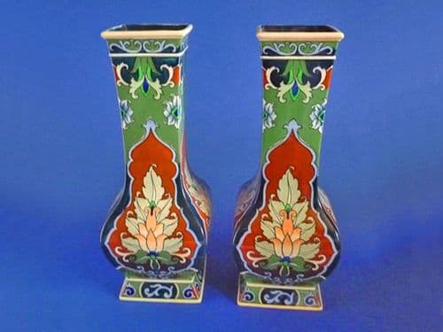 Pair of Large Shelley Intarsio Vases by Walter Slater c1912