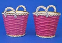 Pair of Minton Pink Bone China Posy Baskets c1870