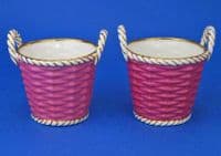 Pair of Minton Pink Bone China Posy Baskets c1870
