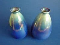 Pair of Shelley Blue Lustre Ware Vases c1920