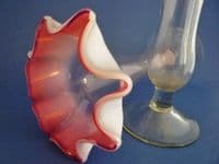 Pair of Stourbridge Cased Cranberry and Vaseline Art Nouveau Glass Vases c1900 (Sold)
