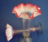 Pair of Stourbridge Cased Cranberry and Vaseline Art Nouveau Glass Vases c1900 (Sold)