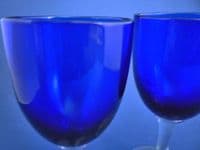 Pair of Victorian Bristol Blue Wine Glasses c1880 (Sold)