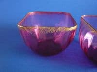Pair of Victorian Cranberry Glass Bowls c1880