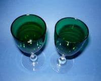 Pair of Victorian Green Drinking Glasses c1880
