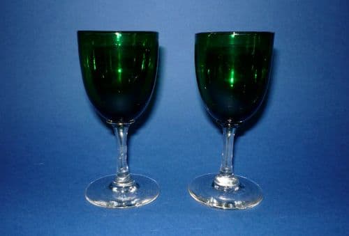 Pair of Victorian Green Drinking Glasses c1880