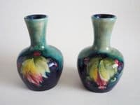 Pair of William Moorcroft 'Leaf and Berry' Miniature Vases c1928 (Sold)