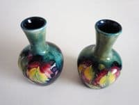 Pair of William Moorcroft 'Leaf and Berry' Miniature Vases c1928 (Sold)