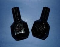 Pair Sowerby 'Jet' Black Hexagonal Glass Vases c1875