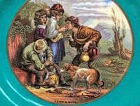 Prattware 'Lend A Bite' Turquoise Plate c1850