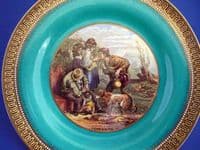 Prattware 'Lend A Bite' Turquoise Plate c1850