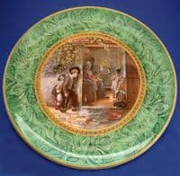 Prattware Malachite Border Plate - The Truant by T. Webster c1855