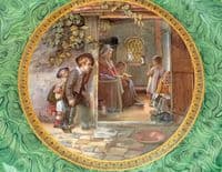 Prattware Malachite Border Plate - The Truant by T. Webster c1855