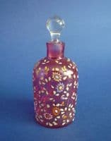 Pretty Antique Enamelled Cranberry Glass Scent Bottle c1880 (Sold)