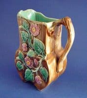 Rare Aesthetic Movement J Roth 'Wild Rose' Majolica Pitcher c1880