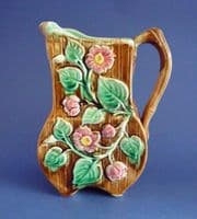 Rare Aesthetic Movement J Roth 'Wild Rose' Majolica Pitcher c1880