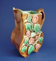 Rare Aesthetic Movement J Roth 'Wild Rose' Majolica Pitcher c1880