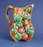 Rare Aesthetic Movement J Roth 'Wild Rose' Majolica Pitcher c1880