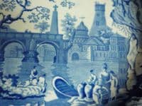 Rare and Lovely Clews 'River Scene with Fort' Dinner Plate c1820