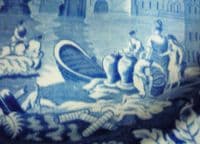 Rare and Lovely Clews 'River Scene with Fort' Dinner Plate c1820