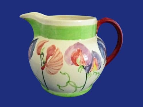 Rare Bough Pottery Hand Painted 'Sweet Pea' Jug by Richard Amour c1920