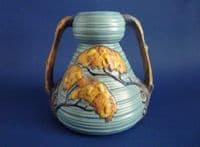 Rare Carlton Ware Art Deco Blue 'Night Oak' Vase c1935