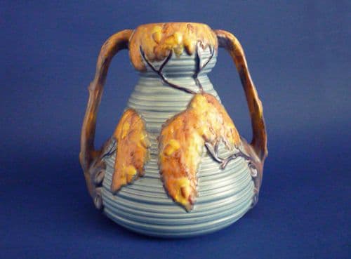 Rare Carlton Ware Art Deco Blue 'Night Oak' Vase c1935