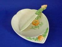 Rare Carlton Ware Green 'New Buttercup' Butter Dish and Knife c1948