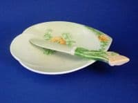 Rare Carlton Ware Green 'New Buttercup' Butter Dish and Knife c1948
