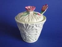 Rare Carlton Ware Green 'Poppy' Preserve Pot and Spoon c1945 (Sold)