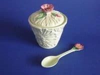 Rare Carlton Ware Green 'Poppy' Preserve Pot and Spoon c1945 (Sold)