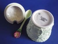 Rare Carlton Ware Green 'Poppy' Preserve Pot and Spoon c1945 (Sold)