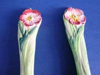 Rare Carlton Ware Green 'Wild Rose' Salad Servers c1939