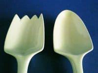 Rare Carlton Ware Green 'Wild Rose' Salad Servers c1939