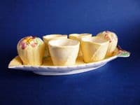 Rare Carlton Ware Yellow 'Apple Blossom' Egg Cup Cruet and Stand c1938