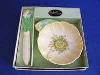 Rare Carlton Ware Yellow 'Buttercup' Dish and Knife Boxed Gift Set c1939