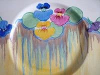 Rare Clarice Cliff Bizarre 'Delecia Pansies' Large Biarritz Plate c1933 (Sold)