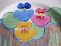 Rare Clarice Cliff Bizarre 'Delecia Pansies' Large Biarritz Plate c1933 (Sold)