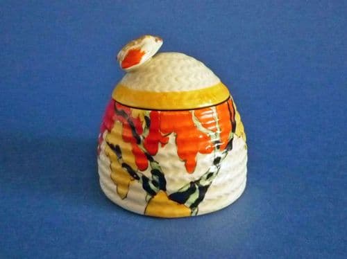 Rare Clarice Cliff Bizarre 'Honolulu' Small Beehive Honey Pot c1933 (Sold)